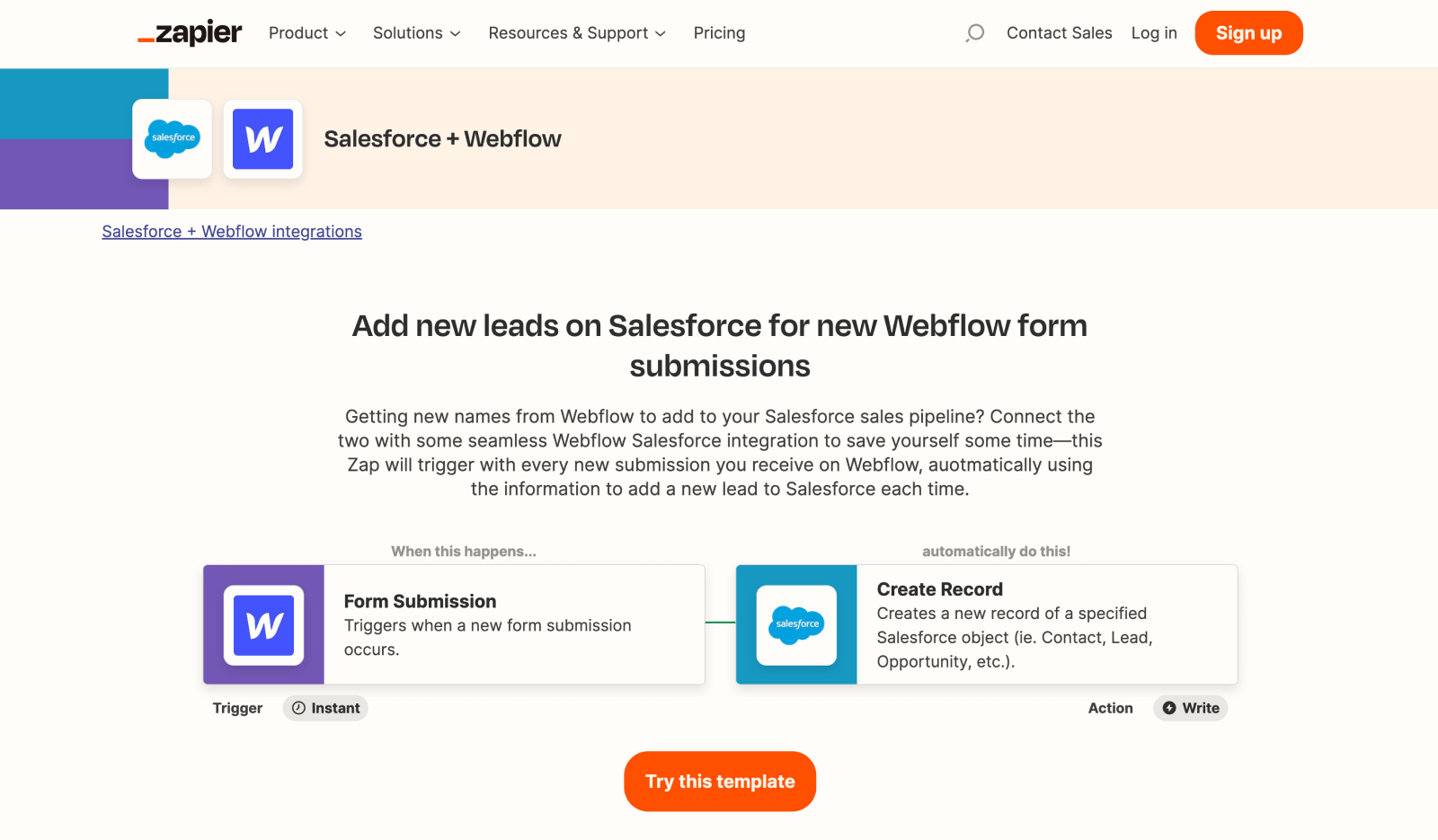 Integrate Webflow forms with Salesforce using Zapier