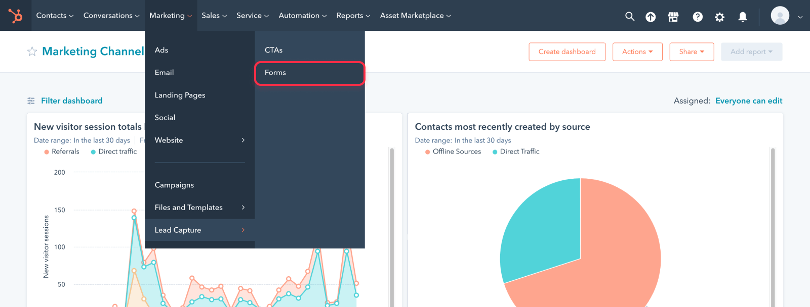 Go to HubSpot forms to connect with Webflow