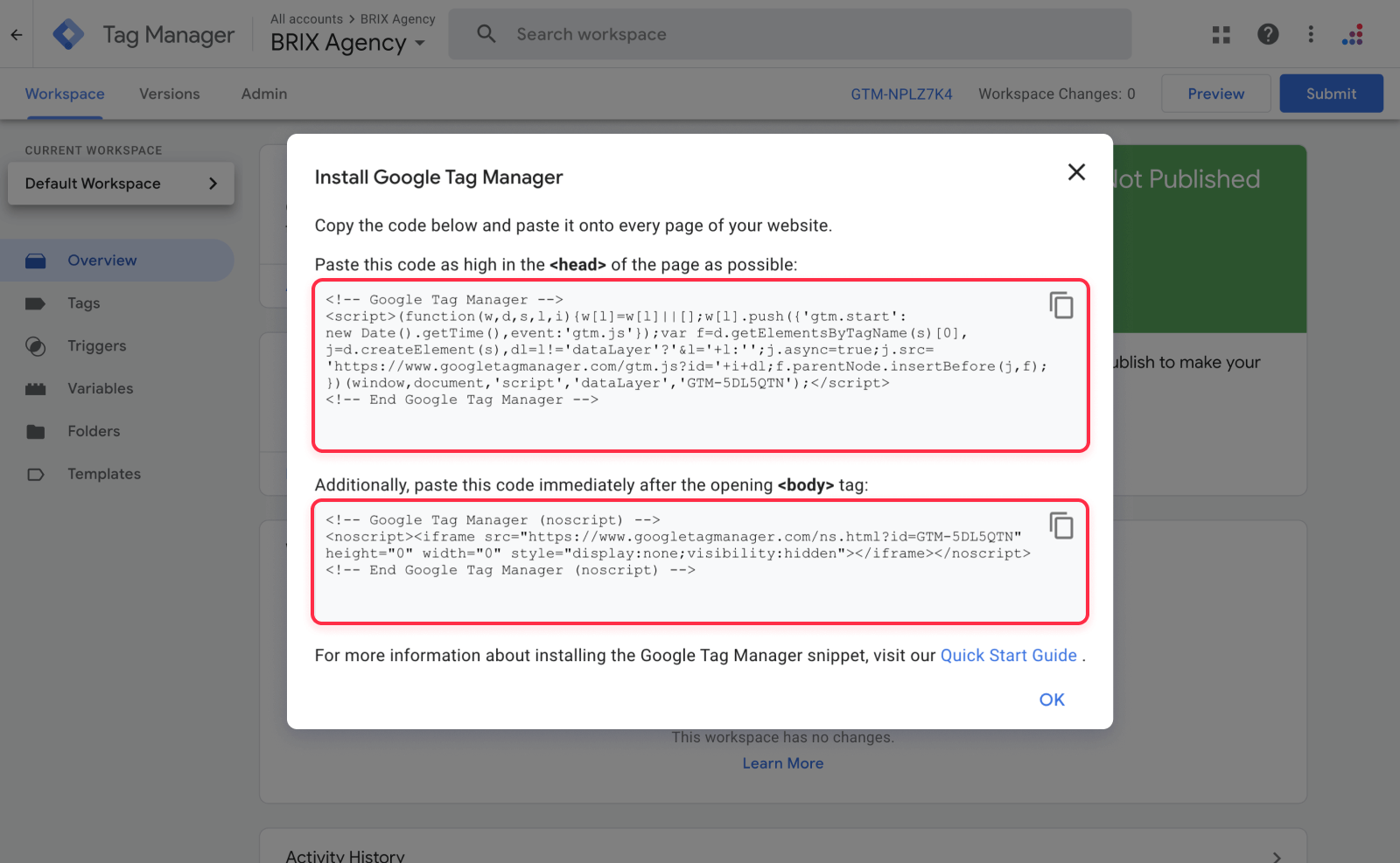 Copy Google Tag Manager Tracking Code to use it on Webflow