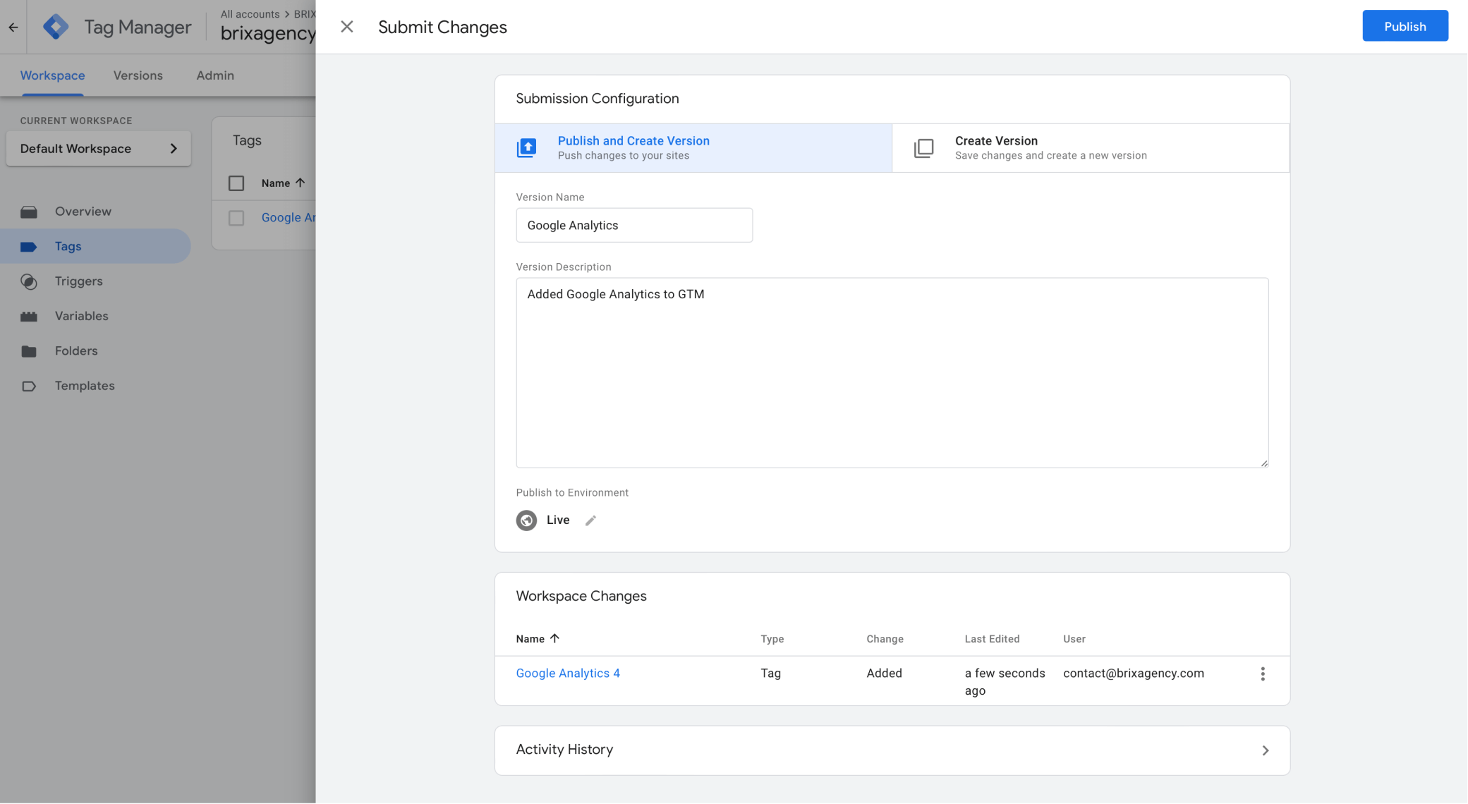 Publish Google Tag Manager Version to Webflow