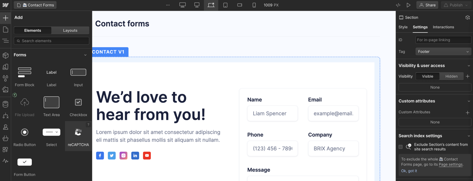 Avoid spam in Webflow forms using reCAPTCHA - Add reCAPTCHA field