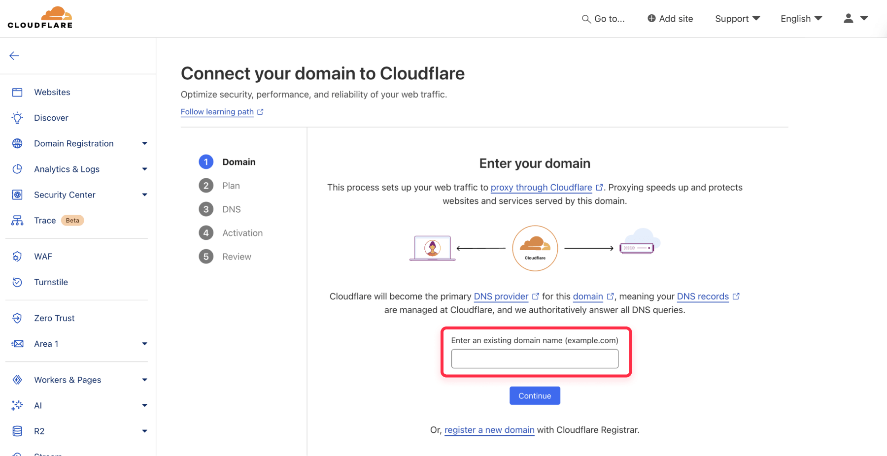 Add domain in Cloudflare for reverse proxy on Webflow