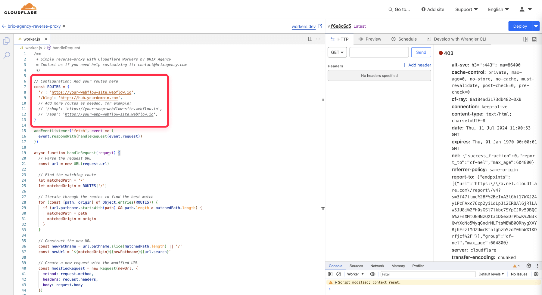 Configure routes in Cloudflare for Webflow and HubSpot reverse proxy setup