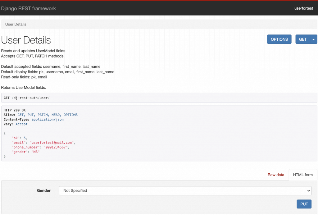 Registration page requestion for gender details