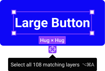 Figma Ui showing what happens when you hover over the aim icon to select matching layers