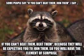 Meme of a racoon