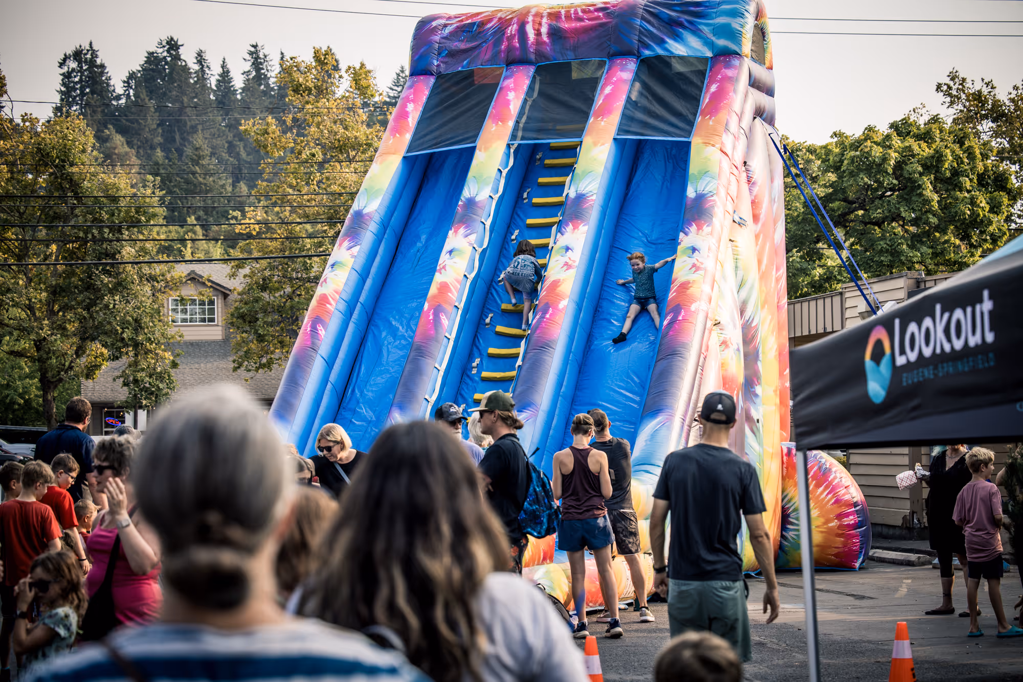 Downtown Springfield at The Block Party 2025 - Giant Slide, Ken Kesey Mural, Main Street, Springfield Oregon