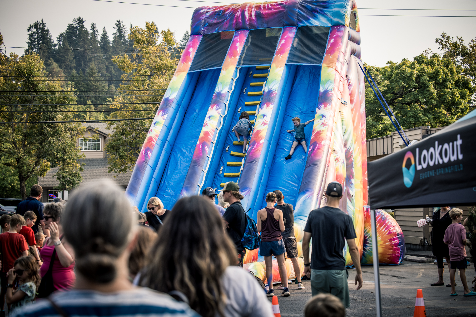 Downtown Springfield at The Block Party 2025 - Giant Slide, Ken Kesey Mural, Main Street, Springfield Oregon