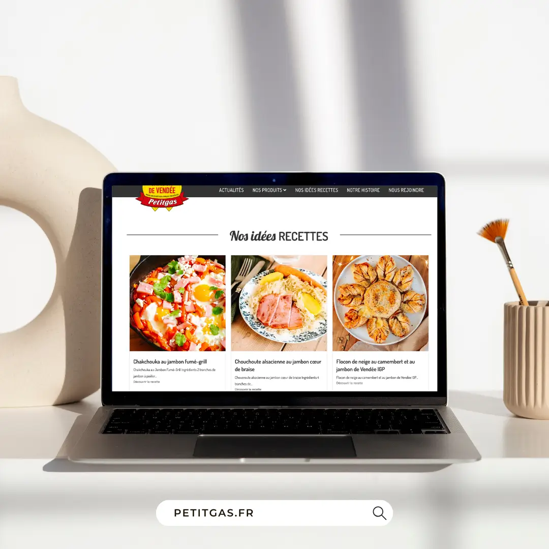 Mockup ordinateur, site petitgas, photographe culinaire