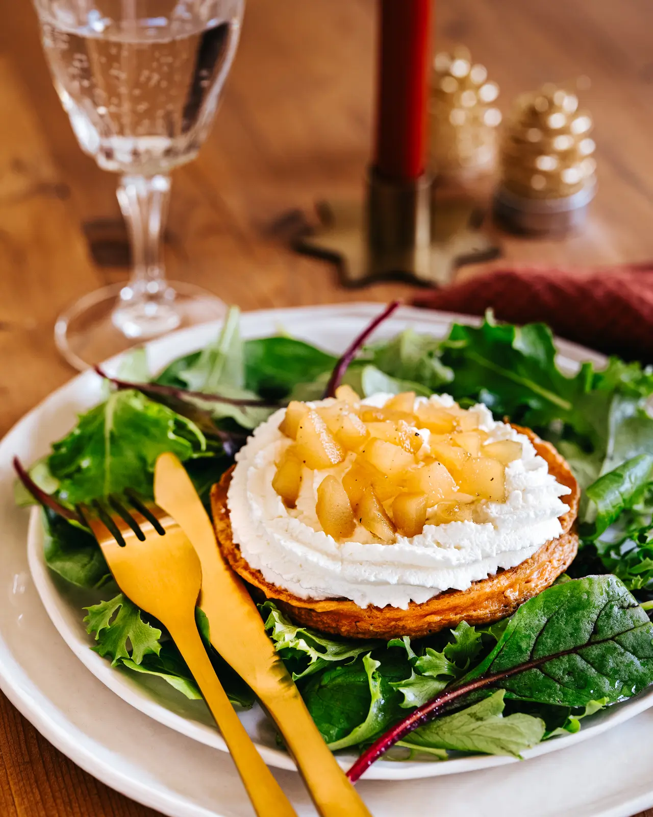 Photo recette de fêtes pour Les Fromages de Chèvre, pancake à la patate douce et chèvre frais.