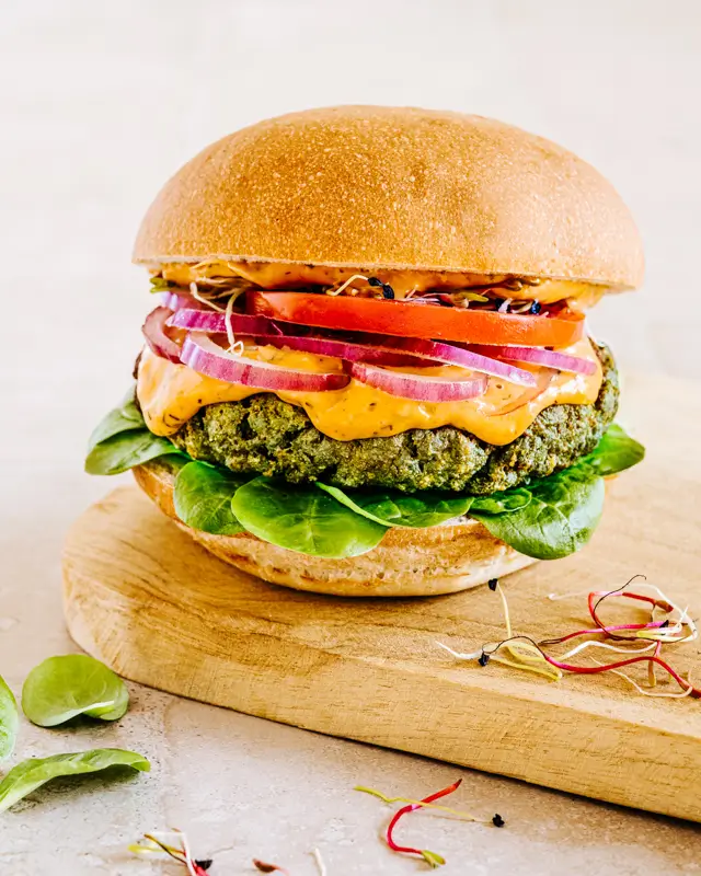 Photo recette de burger vegan pour Biofournil