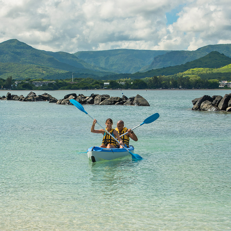 Couple kayaking in the lagoon