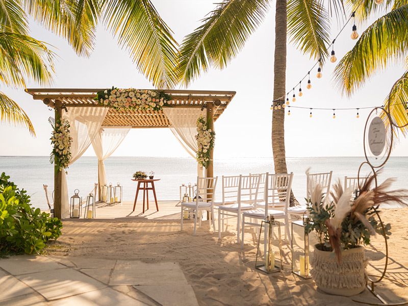 Wedding location at sunset overlooking the lagoon.