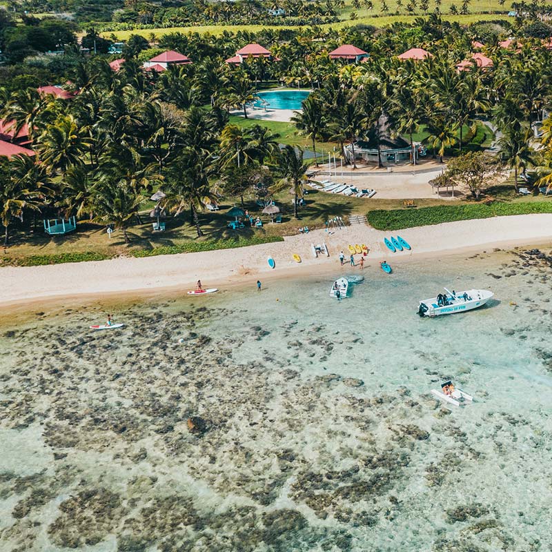 Aerial view of the beach and lagoon