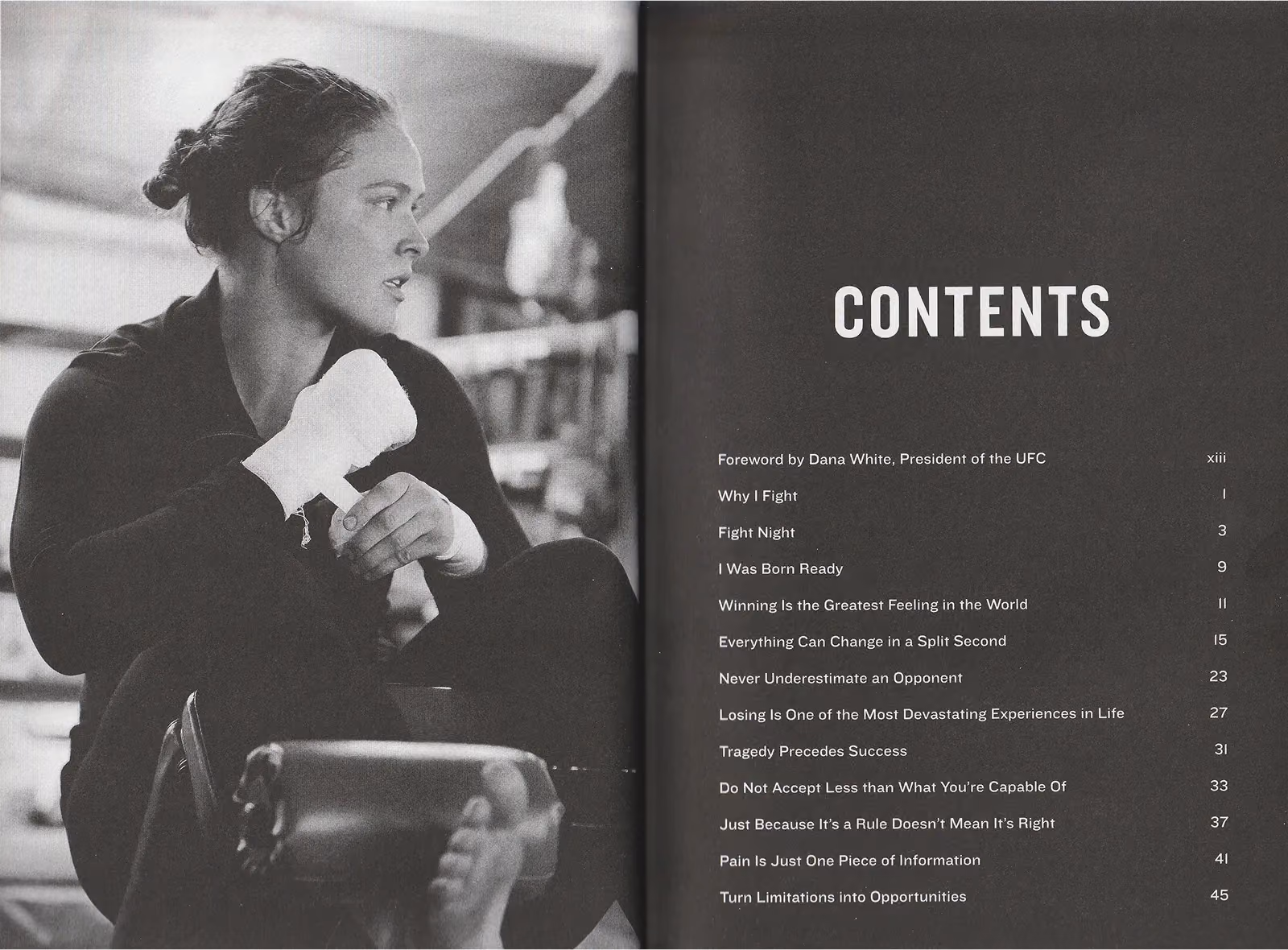 My Fight / Your Fight by Ronda Rousey, table of contents, part 1