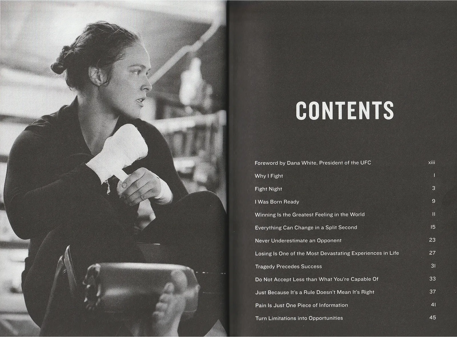My Fight / Your Fight by Ronda Rousey, table of contents, part 1