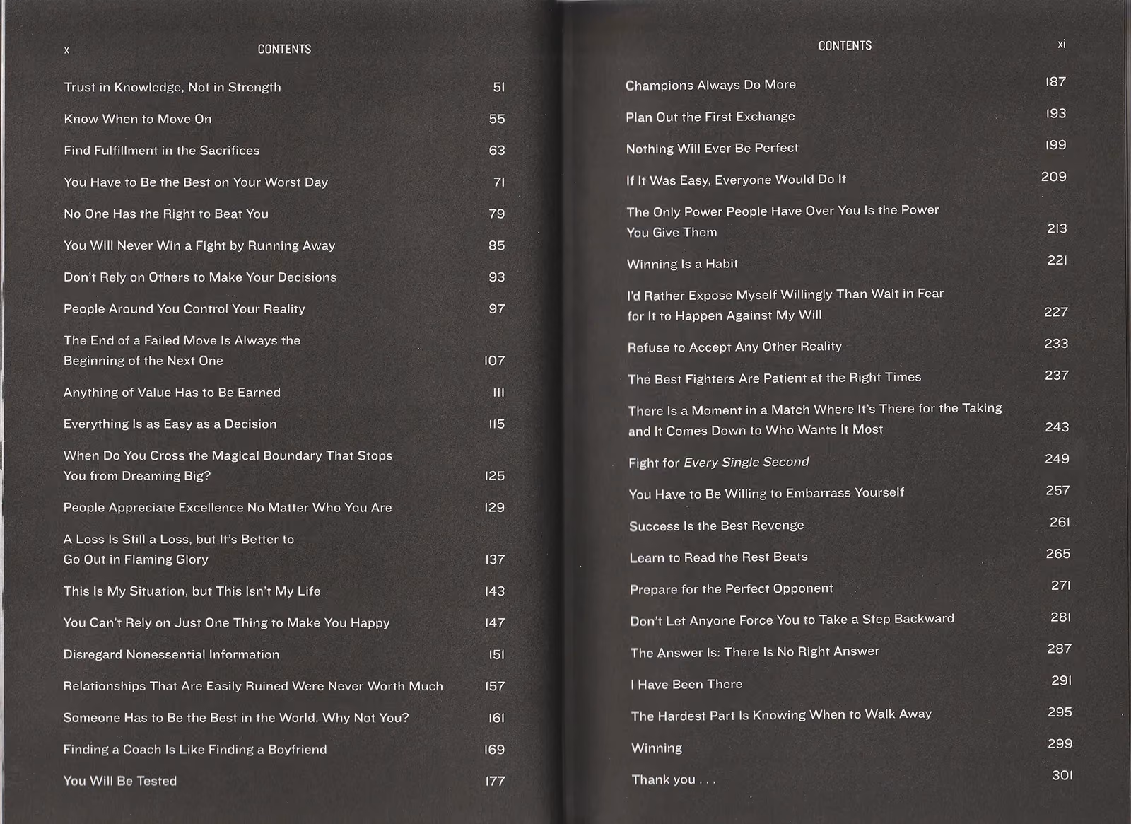 My Fight / Your Fight by Ronda Rousey, table of contents, part 2