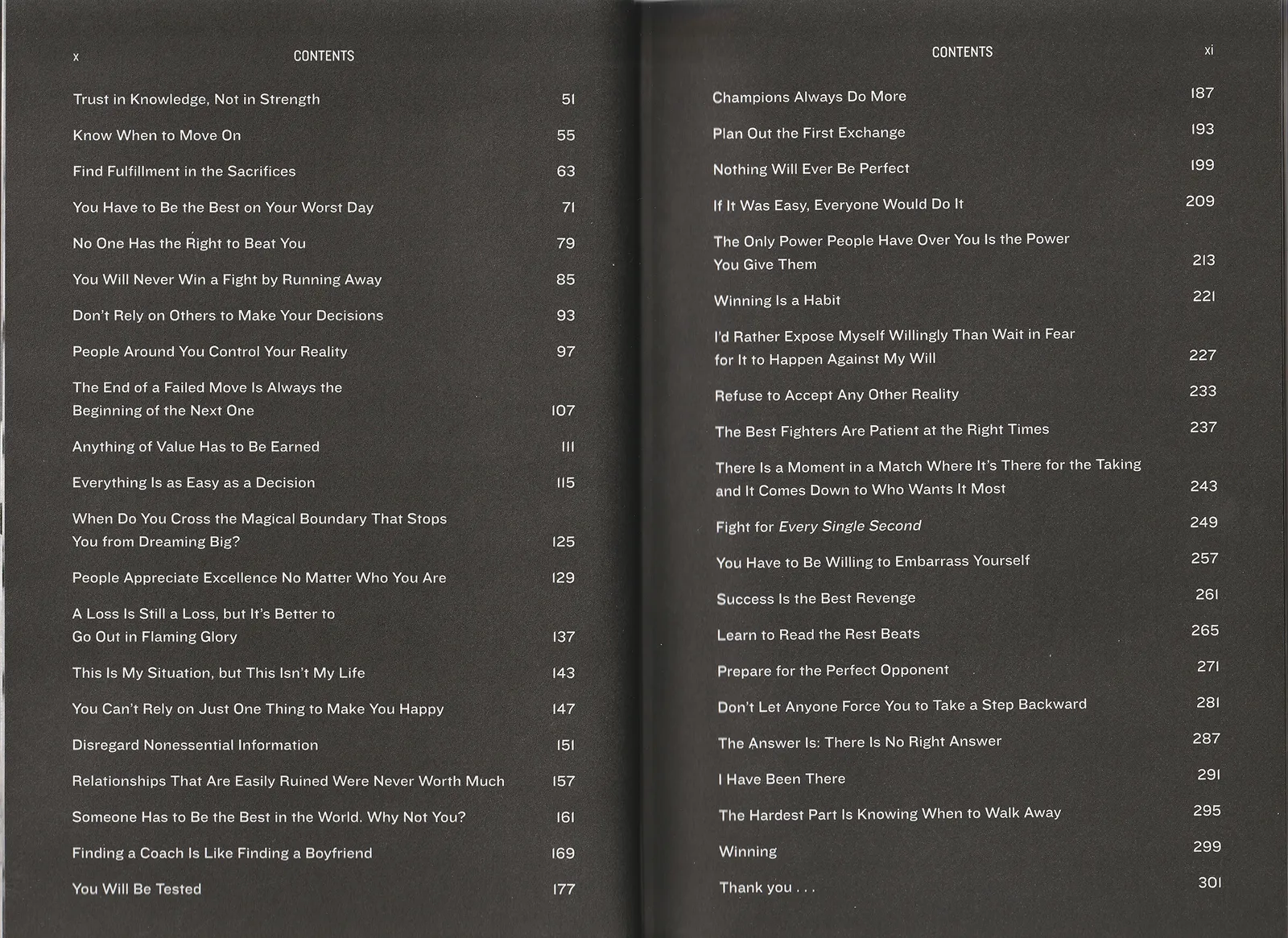 My Fight / Your Fight by Ronda Rousey, table of contents, part 2