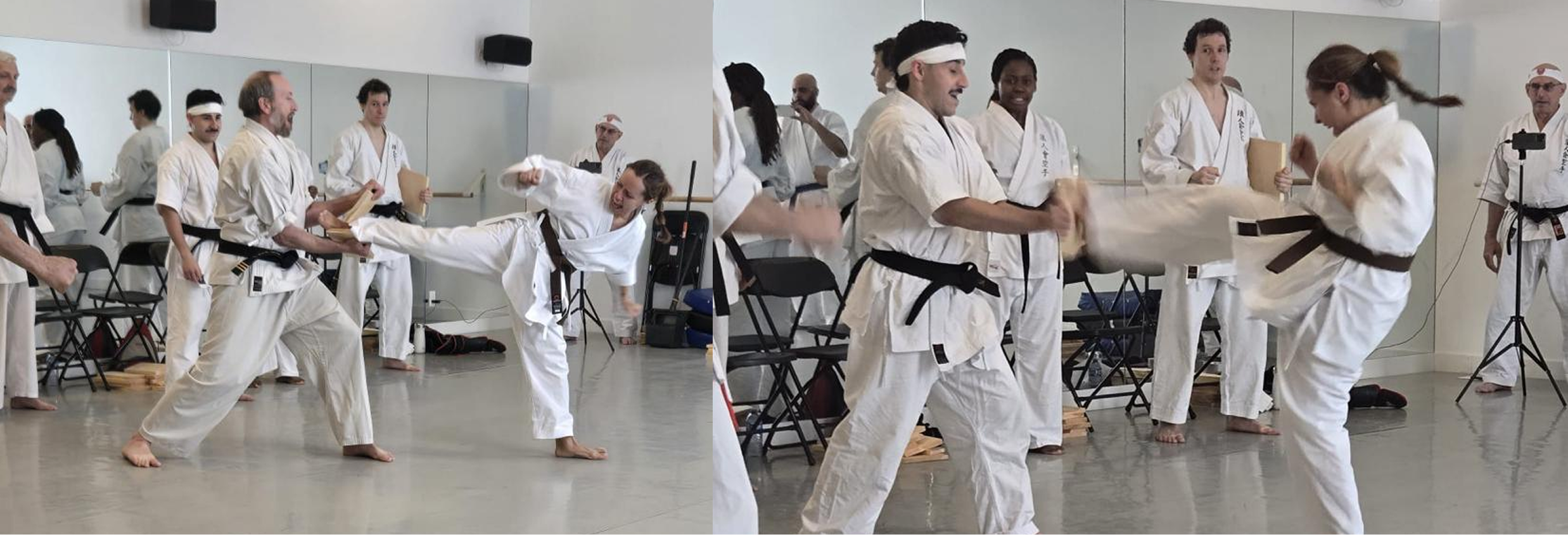 Karina breaks boards at her Black belt test