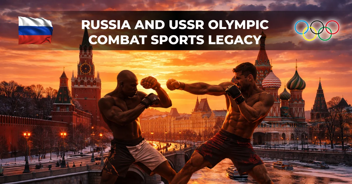 Two martial artists practicing against a Russia landscape backdrop