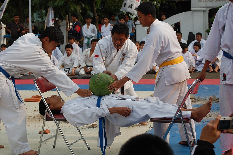 Inner-power karate demonstration at Indonesian National Armed Forces Location