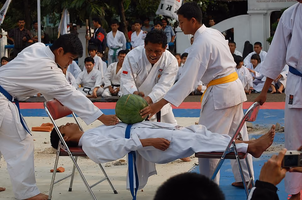 Inner-power karate demonstration at Indonesian National Armed Forces Location