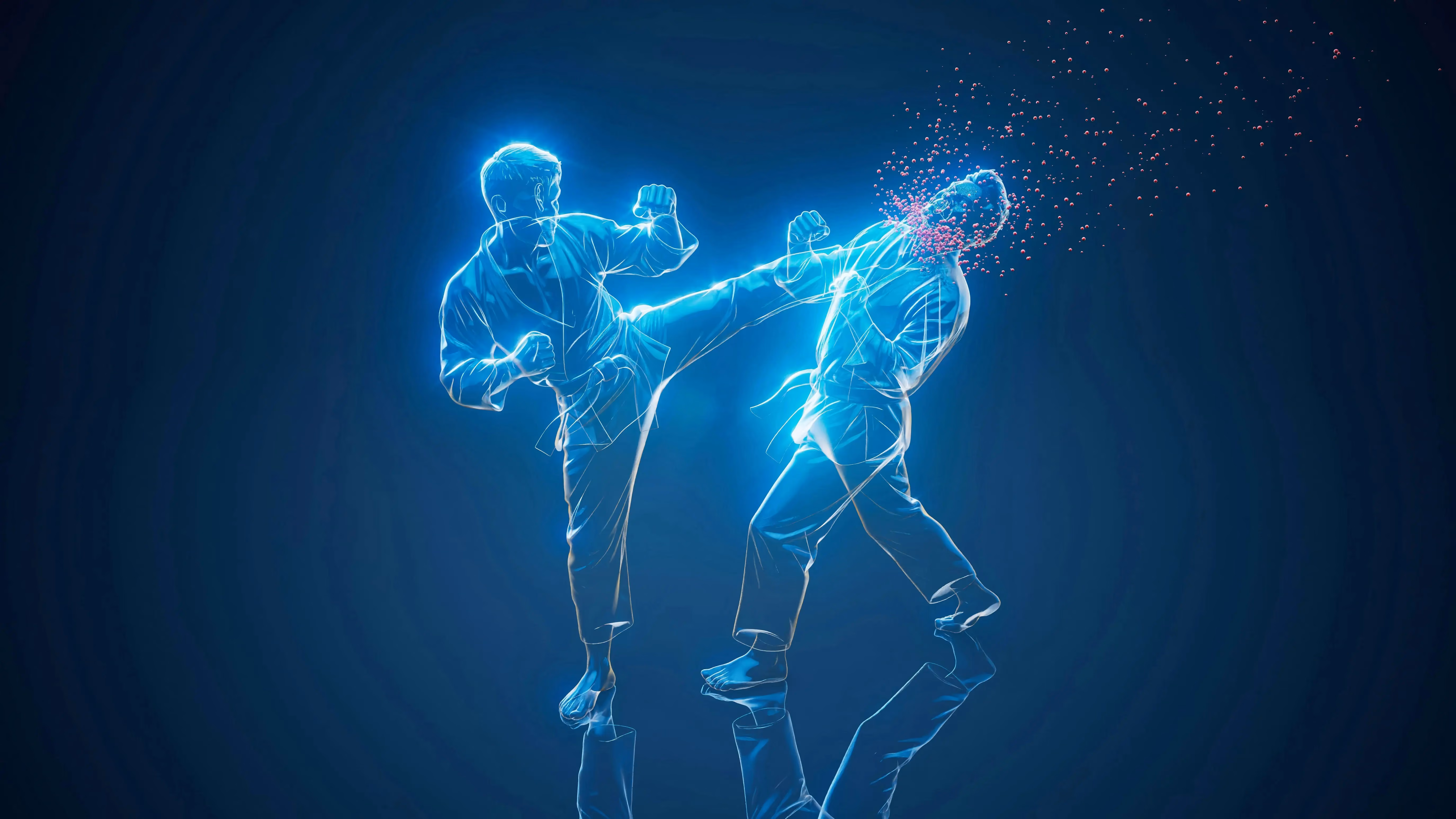 digital fighters showing a perfect angle for a kick