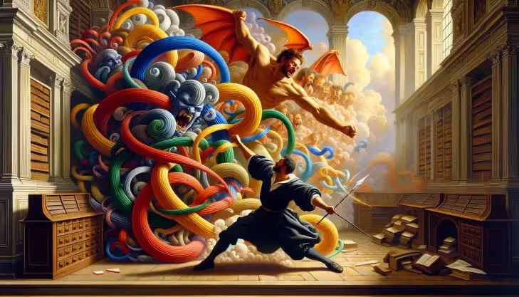 Demonios de las integraciones, época renacentista. Ilustrado por DALL·E 3.