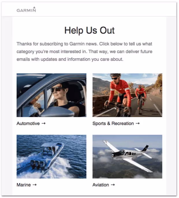 ejemplo garmin para aumentar leads para su newsletter