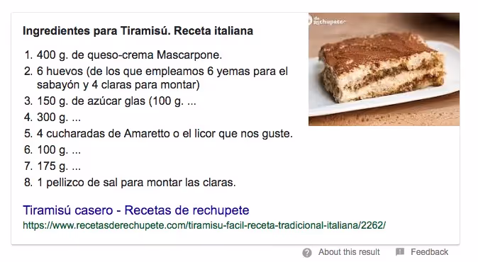 Ejemplo de featured snippet