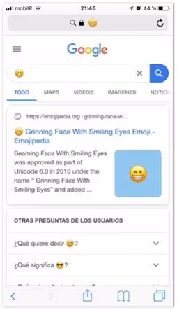 Emoji en los resultados de búsqueda