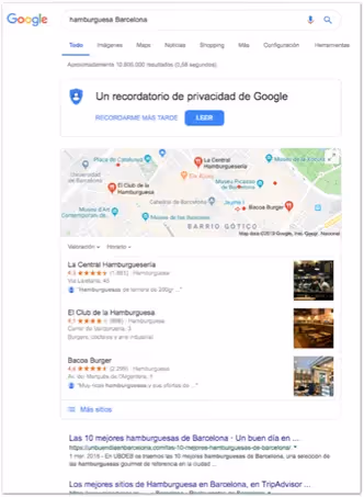 Buscar hamburguesa Barcelona en Google