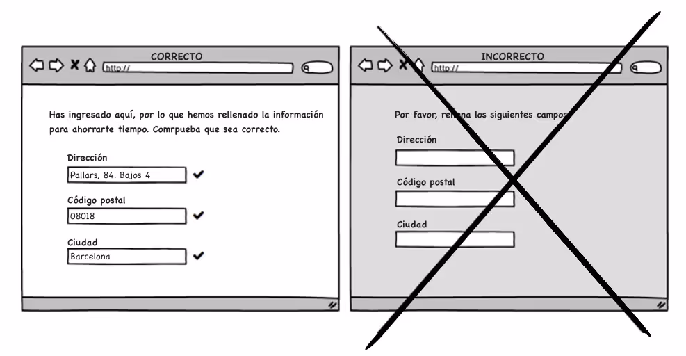 Utilizar los campos pre-rellenados