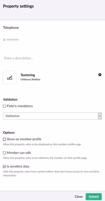 Campo sensible en GDPR y Umbraco