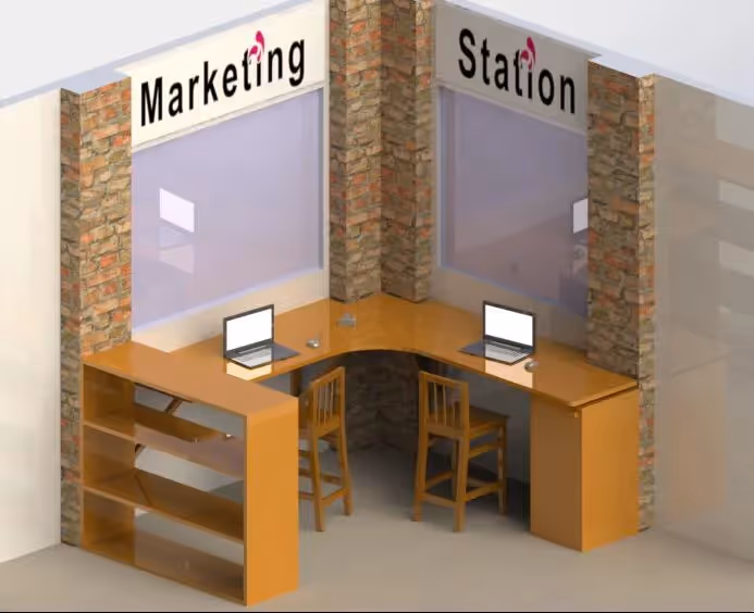 A mock up of how the Marketing Station will look
