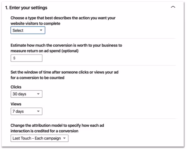 agregar conversiones en linkedin