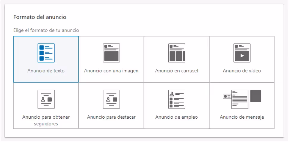 Formatos de anuncios en Linkedin ads