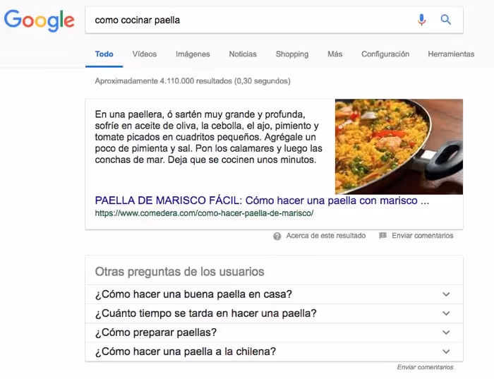 Ejemplo de fragmento destacado