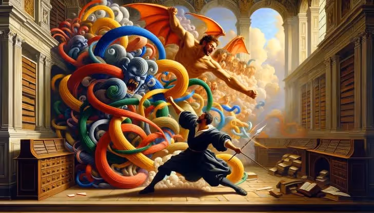 Demonios de las integraciones, época renacentista. Ilustrado por DALL·E 3.