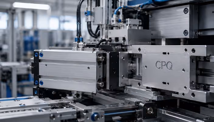 Componente industrial modular configurándose pieza a pieza mediante un sistema CPQ