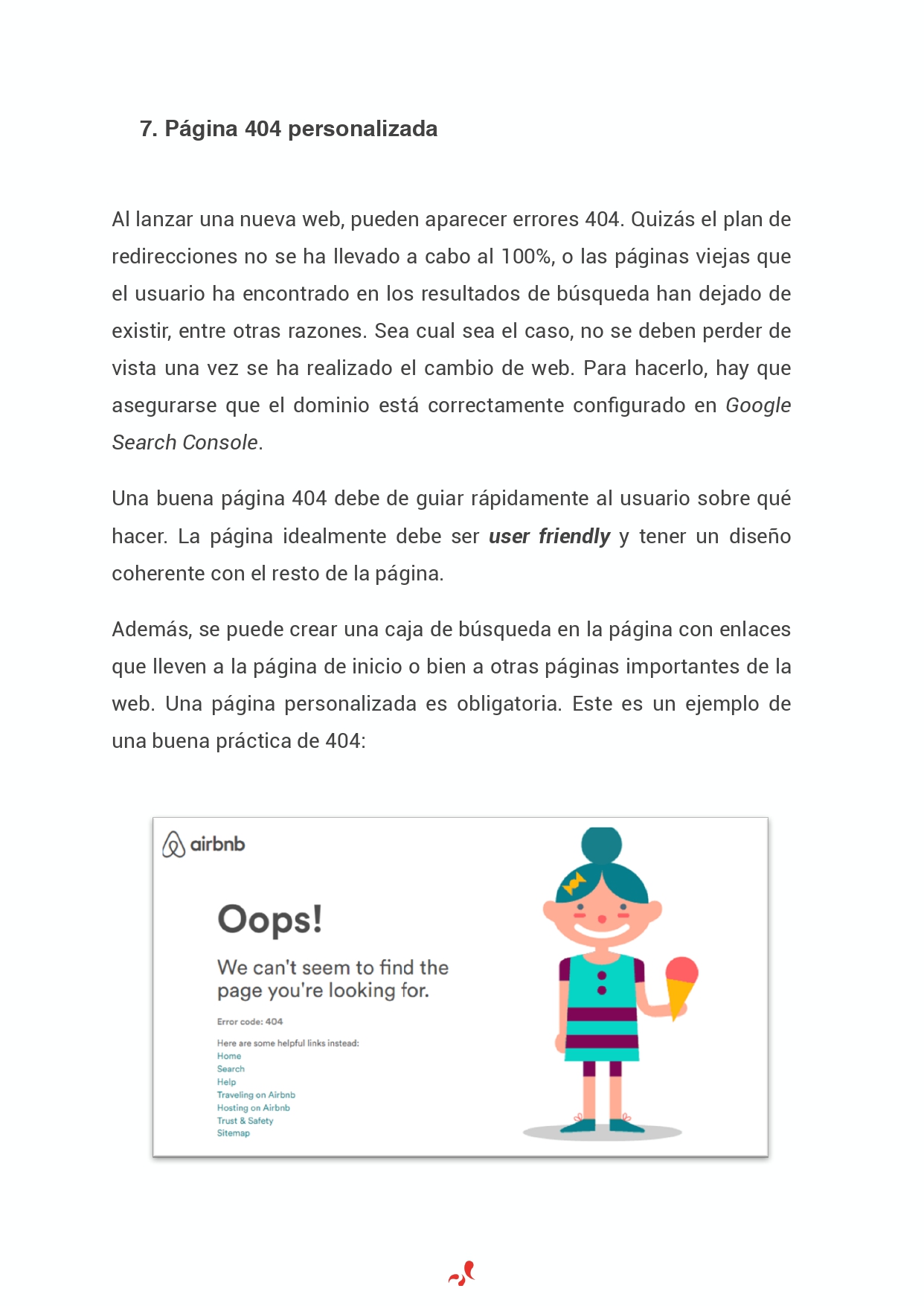 Página siete del informe SEO para una migración web