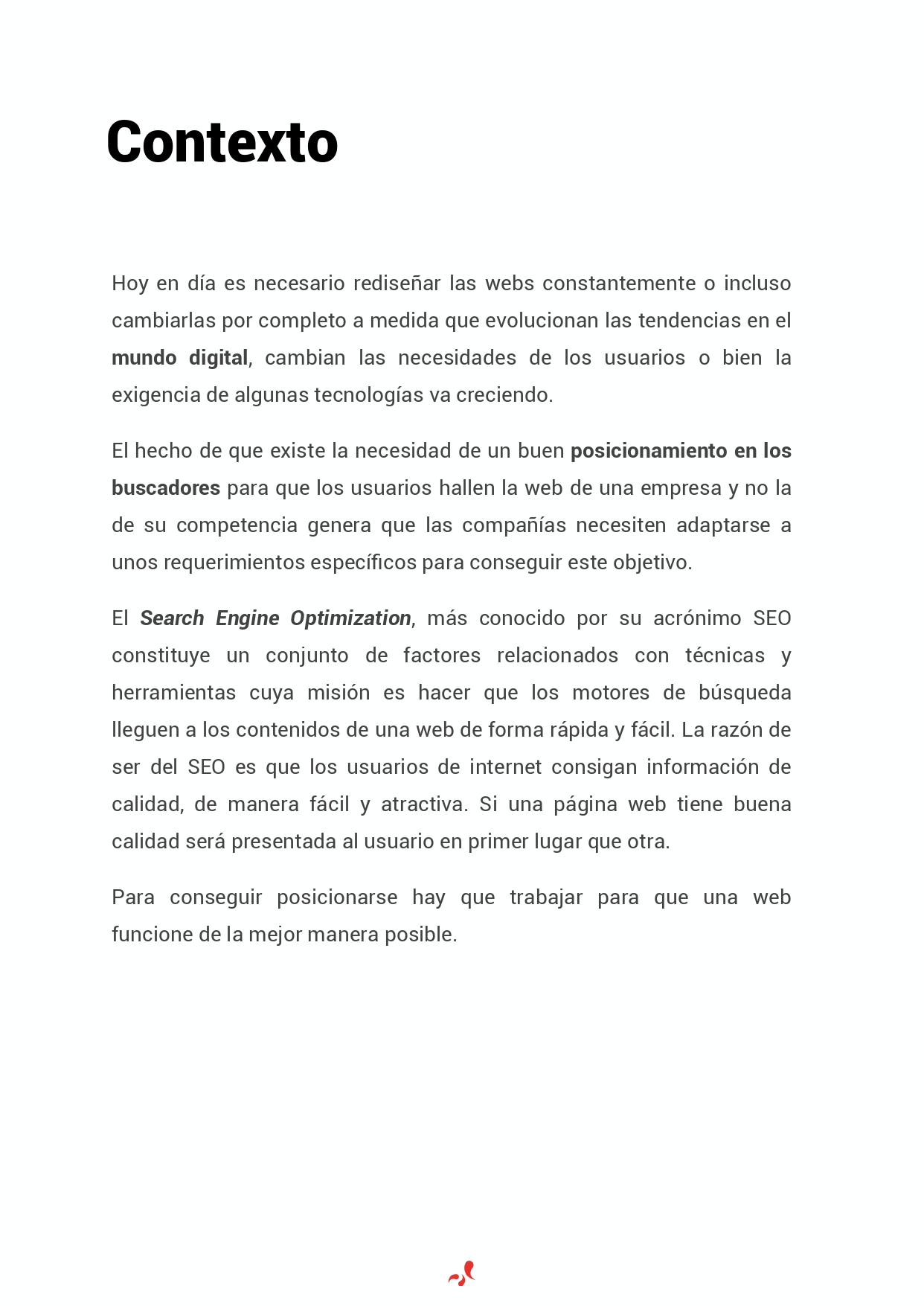 Página dos del informe SEO para una migración web