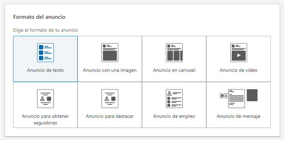 Formatos de anuncios en Linkedin ads