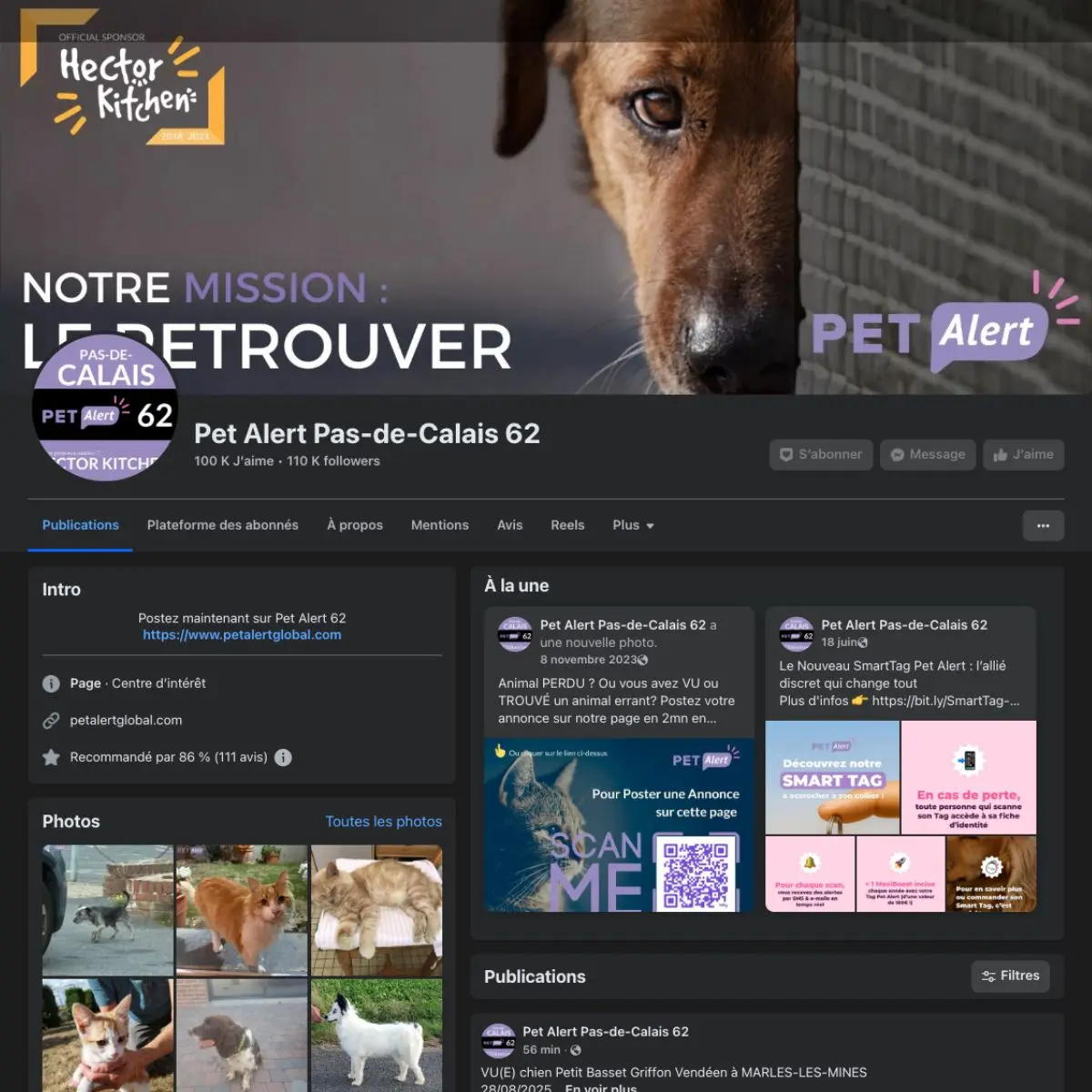 Les pages facebook de Pet ALert France