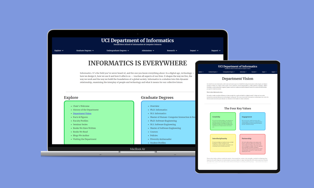 Project for Redesigning UCI's Informatics Webpages