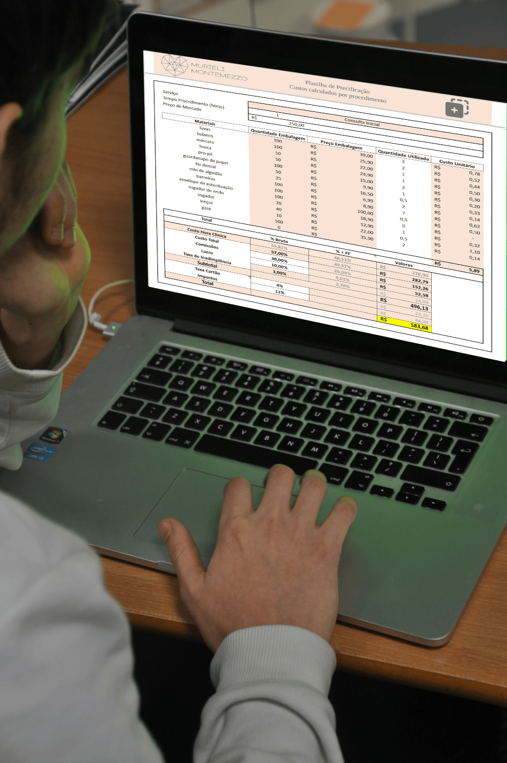 Mockup da planilha no Google Sheets