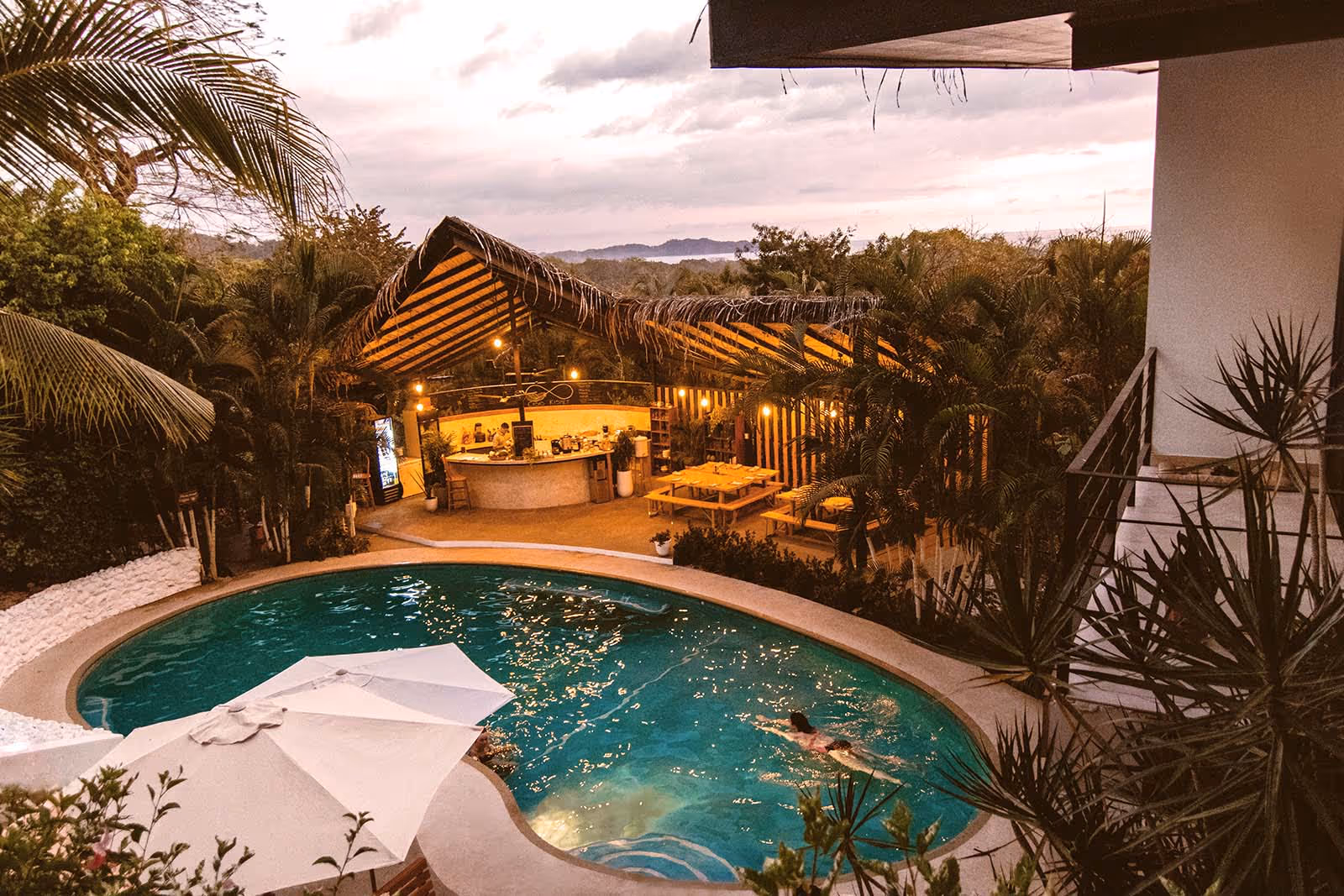 Casas Kismet pool and bar at dusk