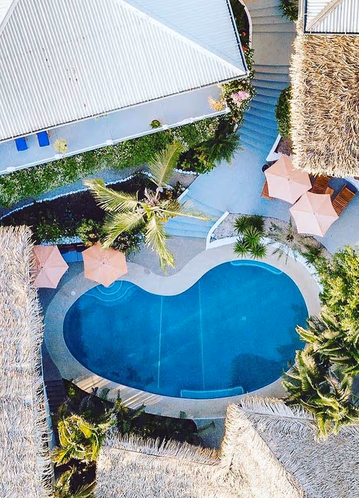 Ariel view of pool at Casas Kismet