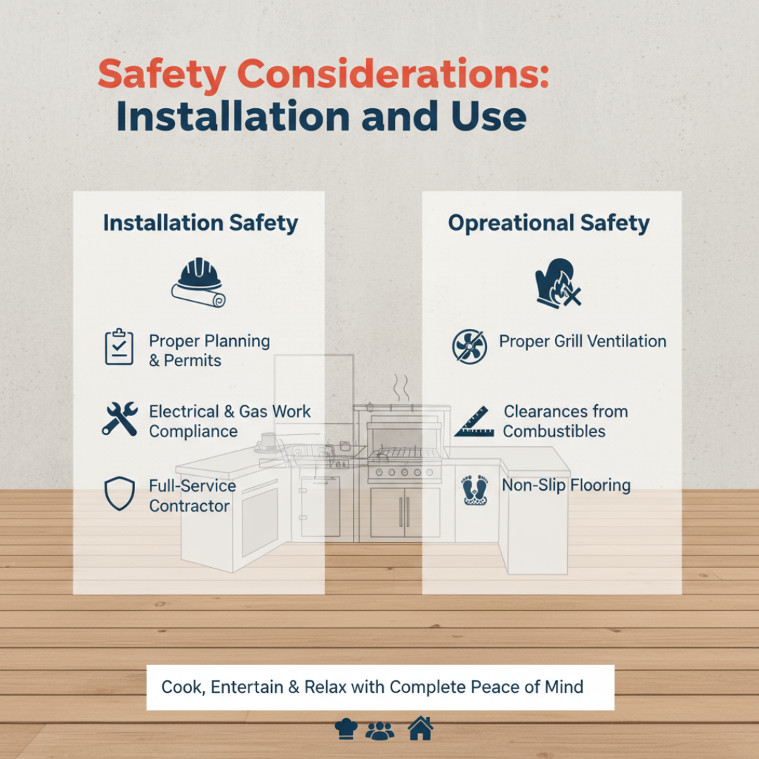 Outdoor kitchen construction team from Mediterra working on-site