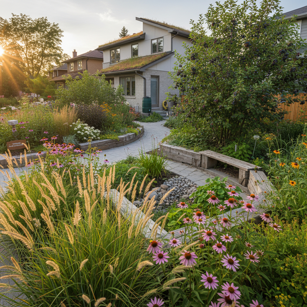 Stone patio and interlock hardscaping designed and built by Mediterra for a Toronto backyard project.